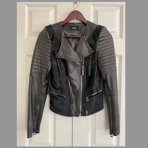 Rudsak Riva Leather Biker Jacket, Lamb Leather & Pony Hair - XS
